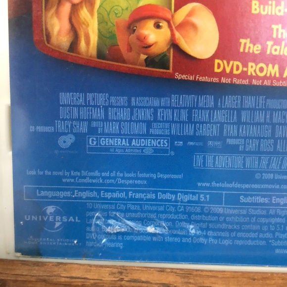 THE TALE OF DESPEREAUX DVD 2009 Universal Dustin Hoffman Emma Watson so cute! - Picture 10 of 10